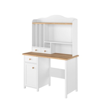 СТРОЙ Письменный стол с надстройкой для девочек, дуб белый