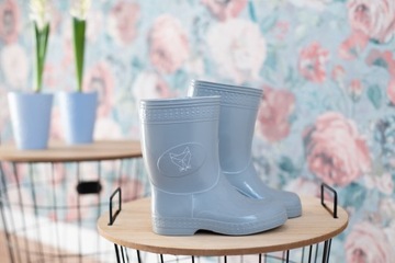 ВЕЛЛИНГОВЫЕ БОТИНКИ, ПОЖАЛУЙСТА, ДЕТСКИЕ РЕЗИНОВЫЕ БОТИНКИ, СЕРЫЕ, размер 33/34