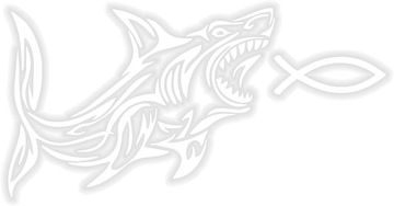 VAR Naklejka SHARK 16x8 BIAŁA