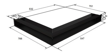 КАМИННАЯ РЕШЕТКА левая, LUFT 766x547x90 inox, 3 ШТ.