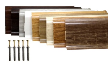 LISTWA PRZYPODŁOGOWA PODŁOGOWA Z GUMKĄ 60mm 22 kolory PCV 2,5m + kołki