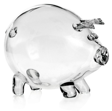 БЕСЦВЕТНАЯ стеклянная прозрачная копилка PIGGY
