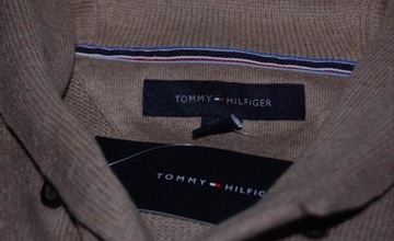 TOMMY HILFIGER elegancki beżowy sweterek guziki XS