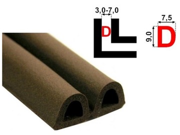 ПРОКЛАДКА РЕЗИНОВАЯ САМОКЛЕЯЩАЯСЯ ДЛЯ ОКОН И ДВЕРЕЙ - D