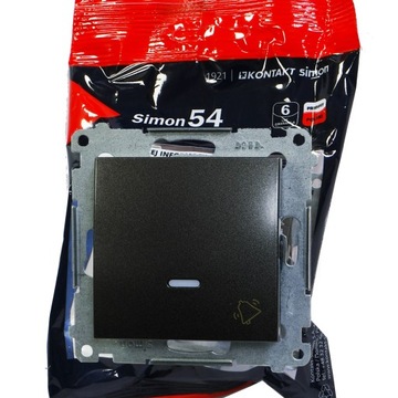 КНОПКА ЗВОНКА SIMON 54 С ПОДСВЕТКОЙ АНТРАЦИТОВОГО цвета