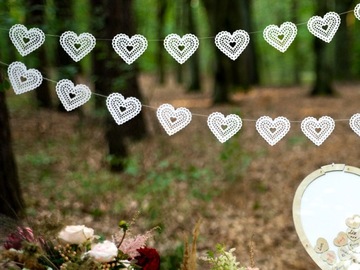 GIRLANDA BANER KORONKOWE SERCA ŚLUB WESELE-5354