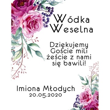 Etykiety naklejki na wódkę wesele 10 Z IMIONAMI