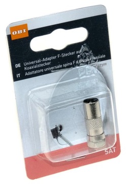 OBI PRZEJŚCIÓWKA ADAPTER WTYK F / IEC SAT DVB-T