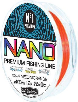 ŻYŁKA BALSAX NANO FISHING NEON ORANGE 0,25mm 150m