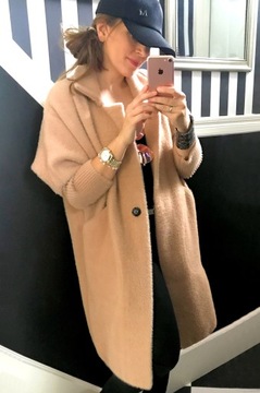 ПАЛЬТО АЛЬПАКА, воротник стойка, СЕРЫЙ, oversize