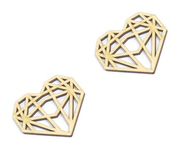2x DEKOR AŻUROWE GEOMETRYCZNE SERCE 65x65mm RS15