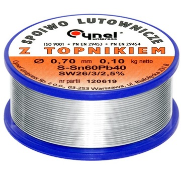 CYNA Z TOPNIKIEM SPOIWO LUTOWNICZE 100g 0,70mm 60%