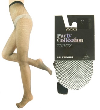 CALZEDONIA rajstopy kabaretki złota nitka 1/2 S/M