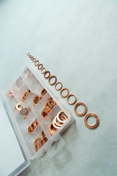 МЕДНЫЕ ШАЙБЫ УПЛОТНЕНИЯ МАСТЕРСКАЯ СТАНДАРТ МЕГА НАБОР 150 ШТ.