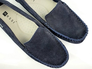Nessi 17130 mokasyny granatowe zamsz 41