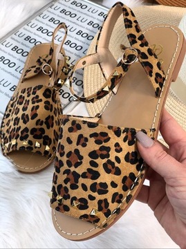 SANDAŁY ESPADRYLE DAMSKIE LU BOO PANTERKA BRĄZOWE WYGODNE LETNIE BUTY 37