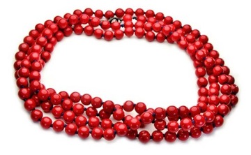 Naszyjnik Czerwony Bardzo Długi Perły Jablonex Efektowny Dla Kobiety Niej