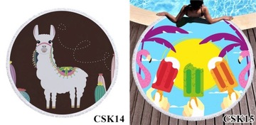 КРУГЛОЕ ПЛЯЖНОЕ ПОЛОТЕНЦЕ БОХО, ФЛАМИНГО, КРУГЛЫЕ ЛИСТЬЯ