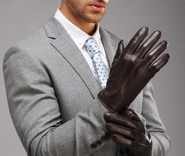 КОЖАНЫЕ ПЕРЧАТКИ МУЖСКИЕ, МЕДВЕДЬЯ КОЖА, КОРИЧНЕВЫЕ L