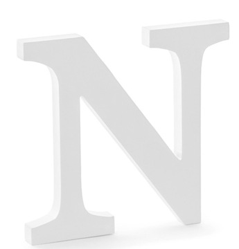 DREWNIANA LITERA N STOJĄCA BIAŁA 3D-20CM WESELE
