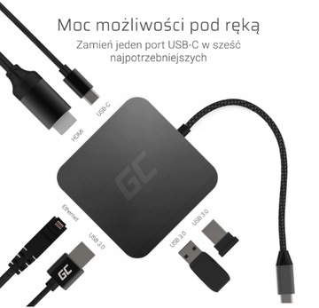 Green Cell GC HUB2 USB-C 6 в 1 для MacBook Pro Air DS