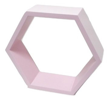 DREWNIANA PÓŁKA PLASTER MIODU HEXAGON JASNO RÓŻOWA
