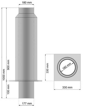 PRZEDŁUŻENIE KOMINA IZOLOWANE FI 180/1M węgiel itp.