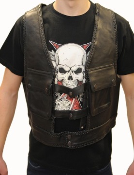 KAMIZELKA SKÓRZANA MOTOCYKLOWA BAD COMPANY r. 2XL