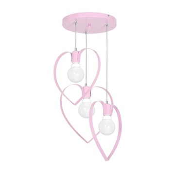 LAMPA SUFITOWA WISZĄCA ZWIS ŻYRANDOL LED 3XE27 DLA DZIECI SERDUSZKA RÓŻOWA