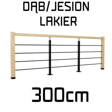 Balustrada barierka drewniana metalowa 3,0m prosta
