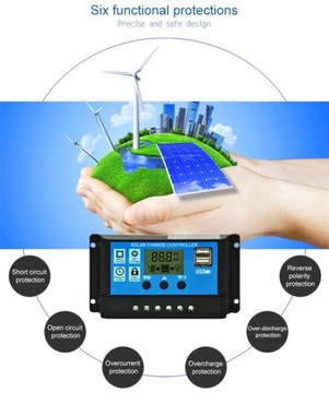 РЕГУЛЯТОР СОЛНЕЧНОЙ ЗАРЯДКИ PWM 20A 12/24V USB LCD