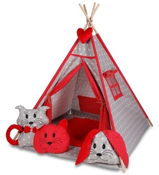 NAMIOT TIPI TEEPEE MATA+3 PODUSZECZKI ZWIERZACZKI