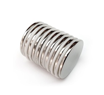 WALCOWE MAGNESY NEODYMOWE 20x1,5 mm 10 SZTUK MOCNE Płaskie Okrągłe Silne