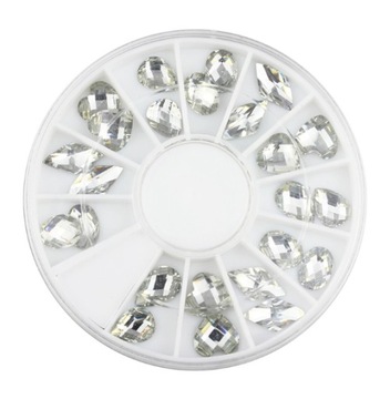 Karuzela manicure akrylowe cyrkonie clear round