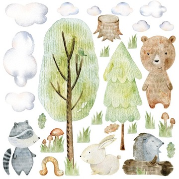Naklejki na ścianę zwierzęta leśne WOODLAND I