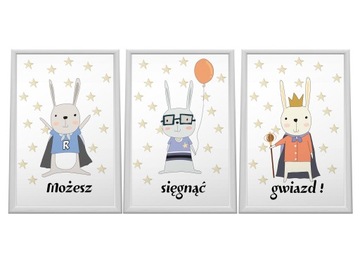 3 ПОСТЕРА Кролик, A4 TRIPTIQUE + РАМКА Подарочная картина
