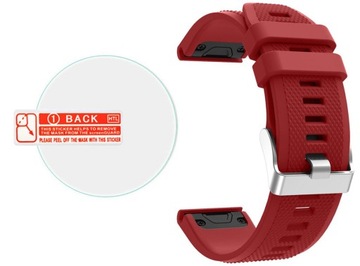 Silikonowy Pasek Garmin FENIX 5 BORDO FOLIA GRATIS