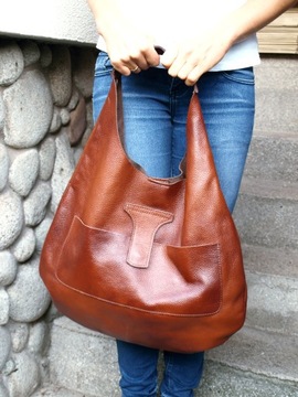 КОЖАНАЯ СУМКА OVERSIZE, КОРИЧНЕВАЯ И КРАСНАЯ