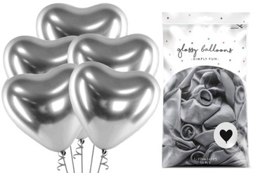 BALONY CHROMY CHROMOWANE GLOSSY SREBRNE SERCA-50 SZTUK-9988