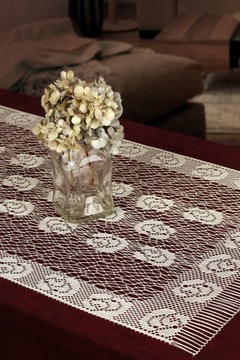 BIEŻNIK BIAŁY ŻAKARDOWY SIATKA 55x130cm 215800/55y