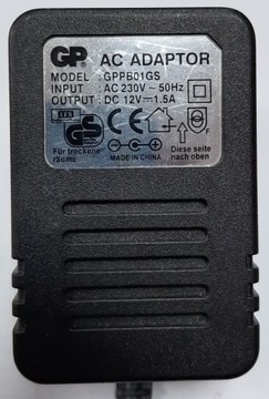 ZASILACZ ŁADOWARKA GP MODEL GPPB01GS 12V 1.5A