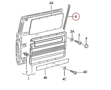Уплотнитель вертикальной сдвижной двери VW Bus T3