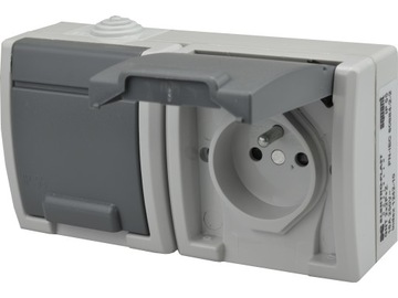 AQUANT IP55 GNIAZDO PODWÓJNE HERMETYCZNE 2x2P+Z
