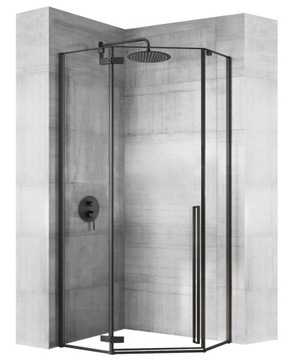 KABINA PRYSZNICOWA PIĘCIOKĄTNA CZARNA RAMA 80x80