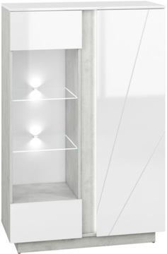 LUMENS 04 witryna 92cm biały połysk z LED półek