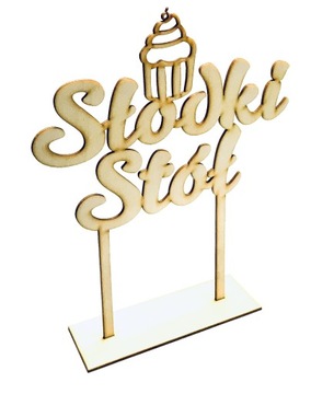 Topper SŁODKI STÓŁ drewniany ślub wesele DUŻY