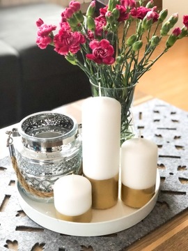 ЦИЛИНДРОВАЯ СВЕЧА 6,5 Х 12 см ЗОЛОТАЯ И БЕЛАЯ СВЕЧА