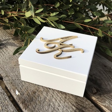 Большая БЕЛАЯ Коробка для КОНВЕРТОВ+ОБРУЧАЛЬНЫХ КОЛЬЦ, мох