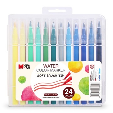 Pisaki flamastry MG pędzelki Brush 24 k w piórniku