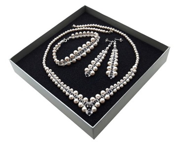 komplet SWAROVSKI elem. biżuteria SREBRO perły